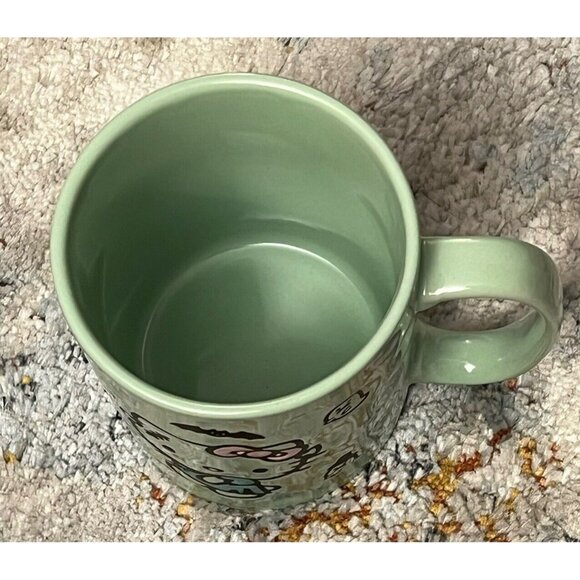 Hello Kitty Halloween Costume Frankenstein Ghosts Bats Large Green Mug 17oz HG1 - Picture 3 of 4